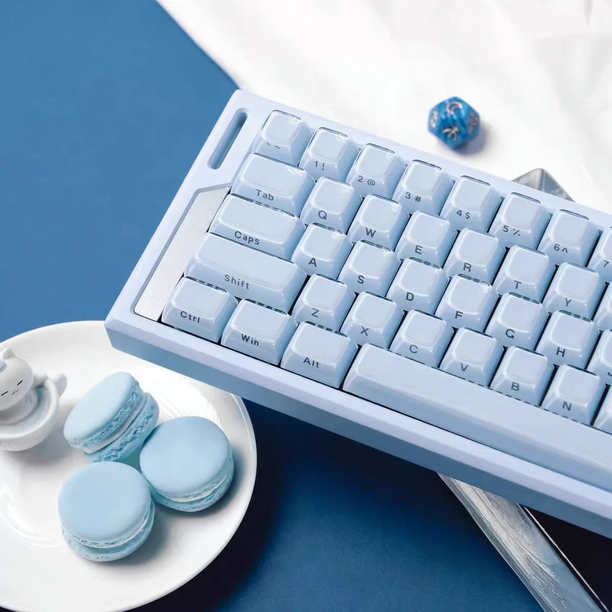 

Crystal Clear Jelly Keycaps 136 Keys Magic Wave Purple Double Shot Side-lit ABS PC Keycaps for MX Mechanical Keyboard