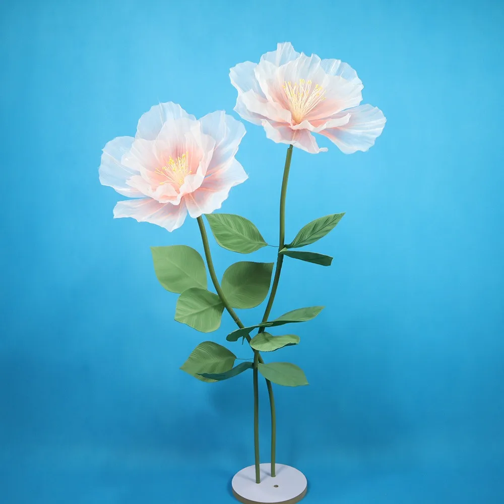 

30/40/50cm Artificial Peach Blossoms Giant Gauze 3D Fluffy Petals Large Flower Head Wedding Landscaping Floor Display
