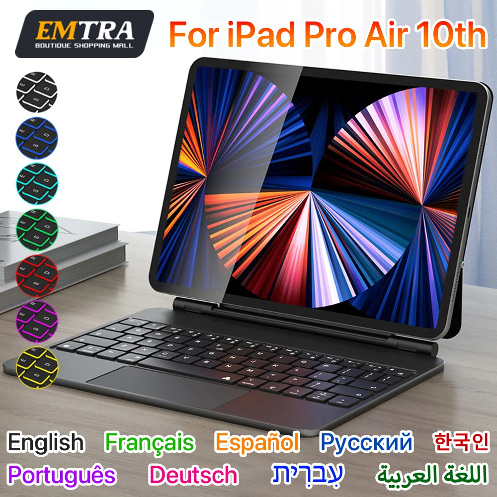 

Bluetooth Wireless Magic Keyboard Case For iPad Pro 11 2022 2021 2020 2018 Air 5 4 10.9 10th Tablet Case Spanish Hebrew Korean