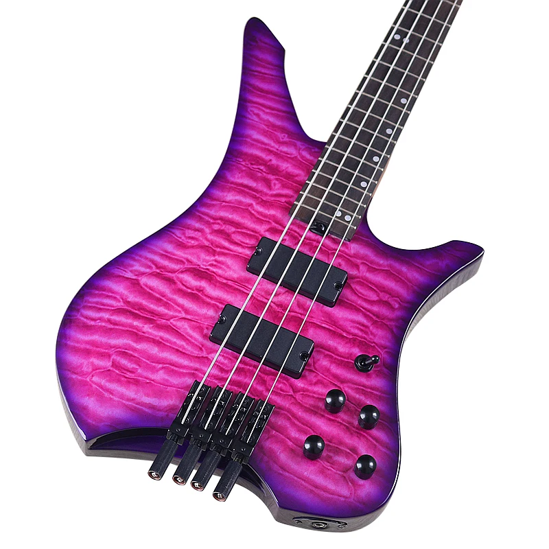 4 String Headless Electric Bass Guitar 39 Inch Bass Guitar Good Handicraft Blue Purple Basswood Body New Arrival