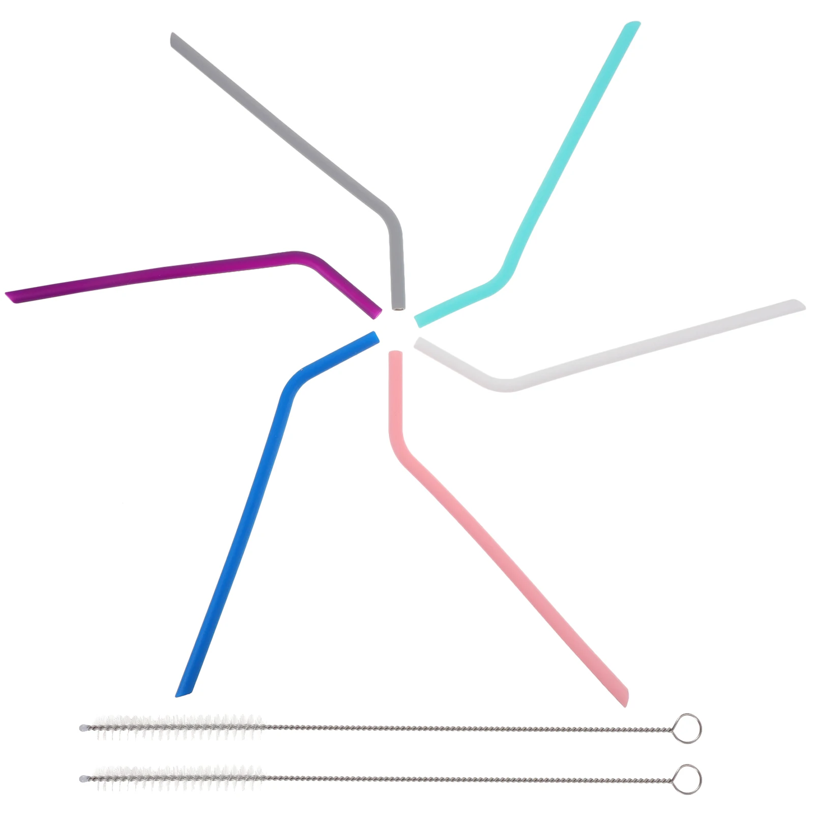 

1Set Silicone Straws with Cleaning Brush Reusable Bpa Milk Tea Coffee Straw for Home Car Bbq Gathering Decorative