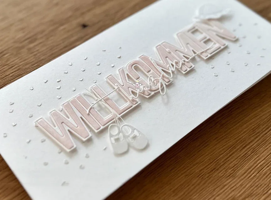 

Mmao Craft металлические вырубные формы для вырезания, трафареты для скрапбукинга, ножи для вырезания, штампы для бумаги, формы для творчества, трафареты для немецких букв, трафареты для вырезания с надписью «Welcome»