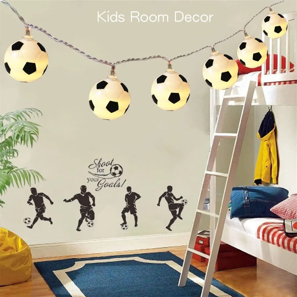 2024 Festival Party Football LED Light String Indoor Atmosphere decorazione di capodanno luci della batteria della stanza compleanno impermeabile 432