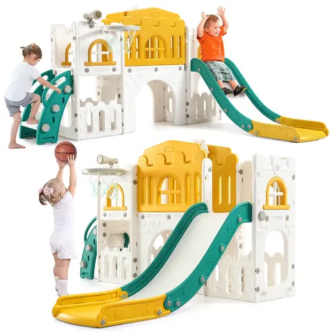 8 In 1 Toddler Slide Indoor Playground, Indoor Slide Toddler Playset For Toddlers 1-3, Kids Outdoor Playground With Slide