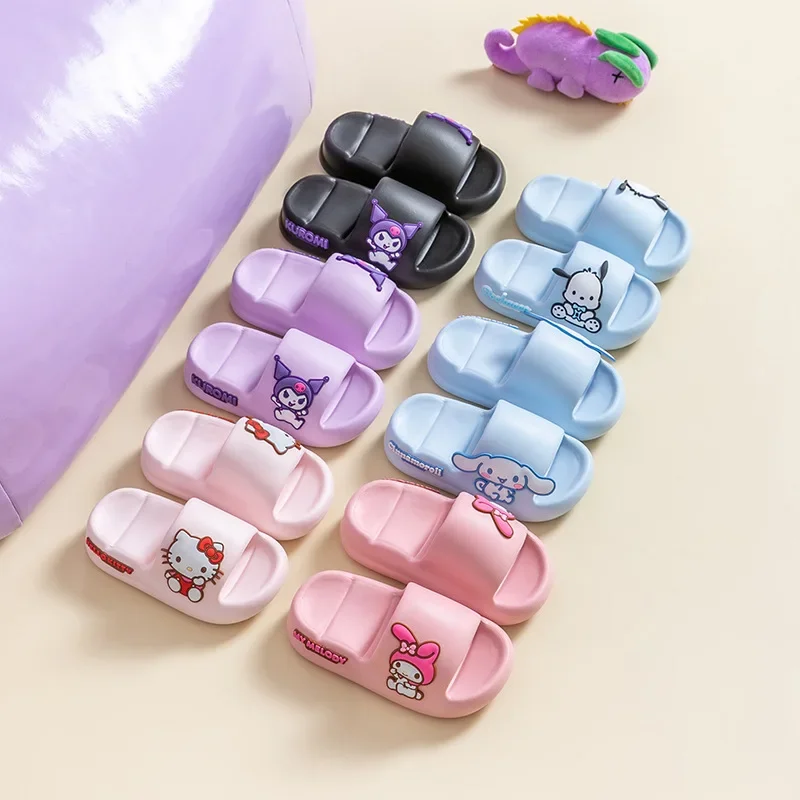 Summer Kids Home Shoes Flip Flops Baby Girls Slippers for Children Cartoon Unicorn Bathroom Antislip Thick Sole Slides 2-8 Years