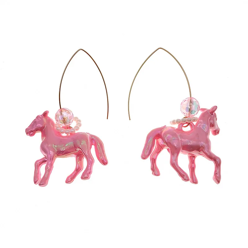 Nicho girl-pendientes de gancho con forma de V, diseño de corazón, moda, tendencia de personalidad, unicornio, Perla Rosa, color mágico, nuevo, 2024