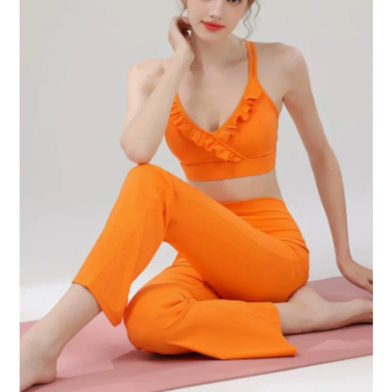 

New High-Intensi Lace Yoga Suit Set Women's Fitn Gymnastics Bras Underwear Hip-Lifting Pants Two-Piece Set