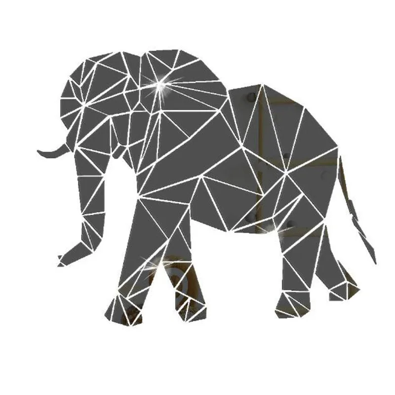 Creative Geometry Acrylic Mirror Sticker Elephant Animal Wall Stickers for Bedroom Living Room Wall Decoration Home Decal Art