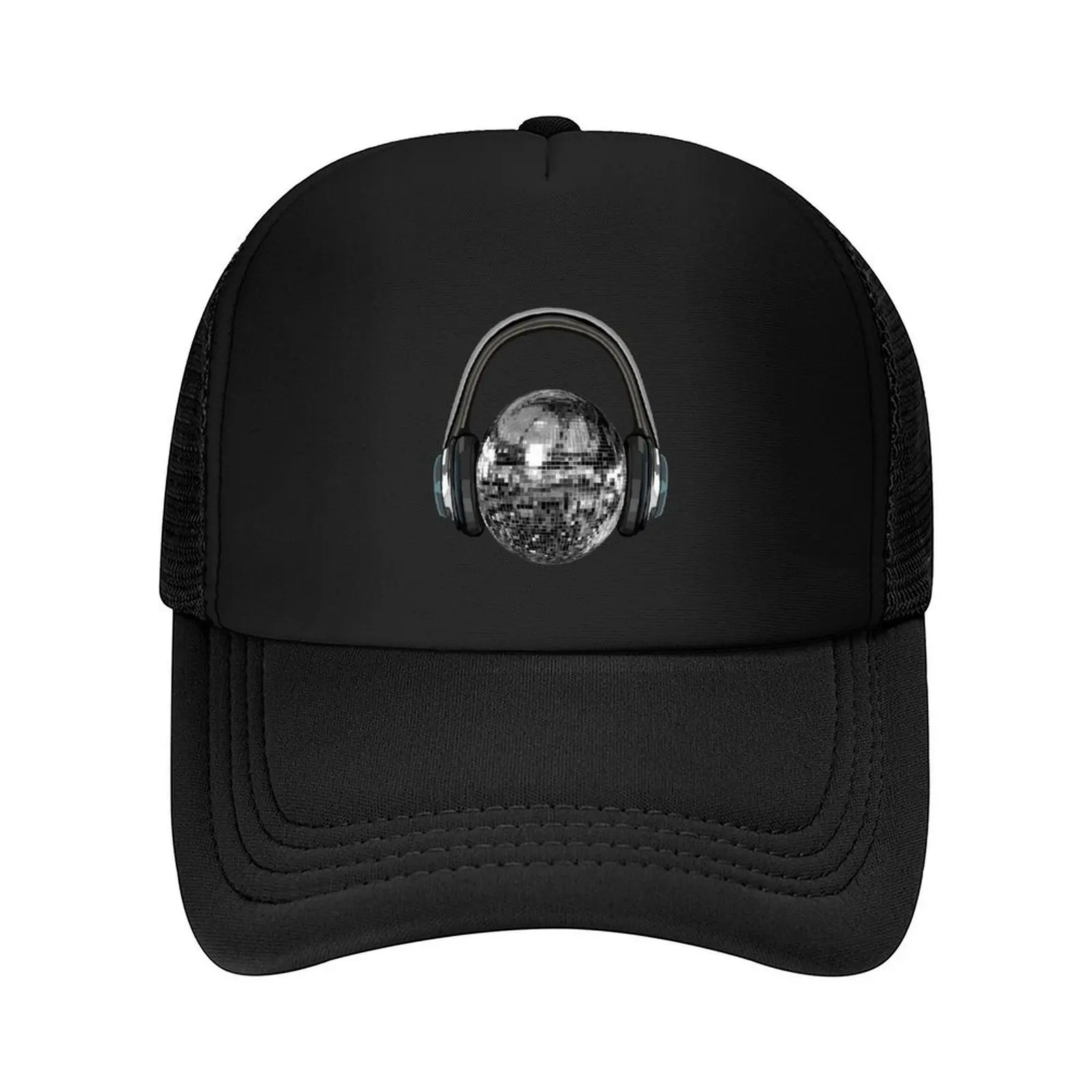 

Silver Disco Ball with Headphones Baseball Cap dad hat sun caps hiking hat funny hat Mens Hats Women's