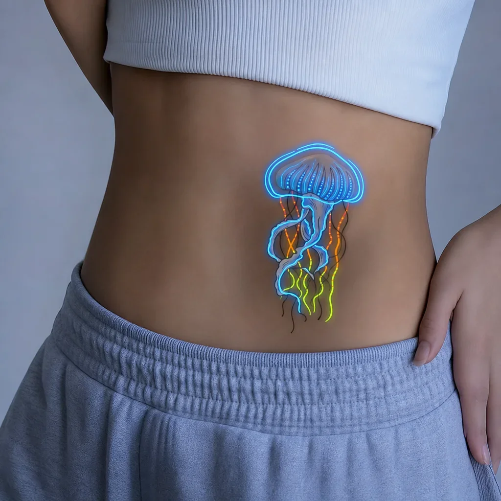 Jellyfish Disposable Tattoo Sticker, Temporary Tattoo, Waterproof Body Art Decal
