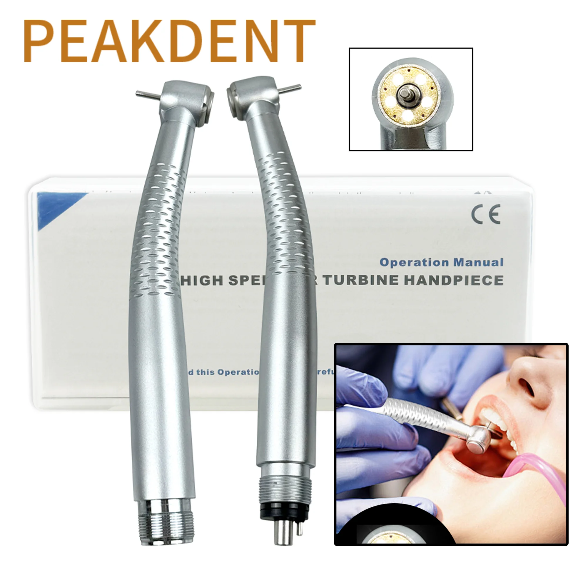 LED Dental Hand High speed button 5 Water Sprays High Speed For Handpiece 2/4 Holes standard head dental instruments