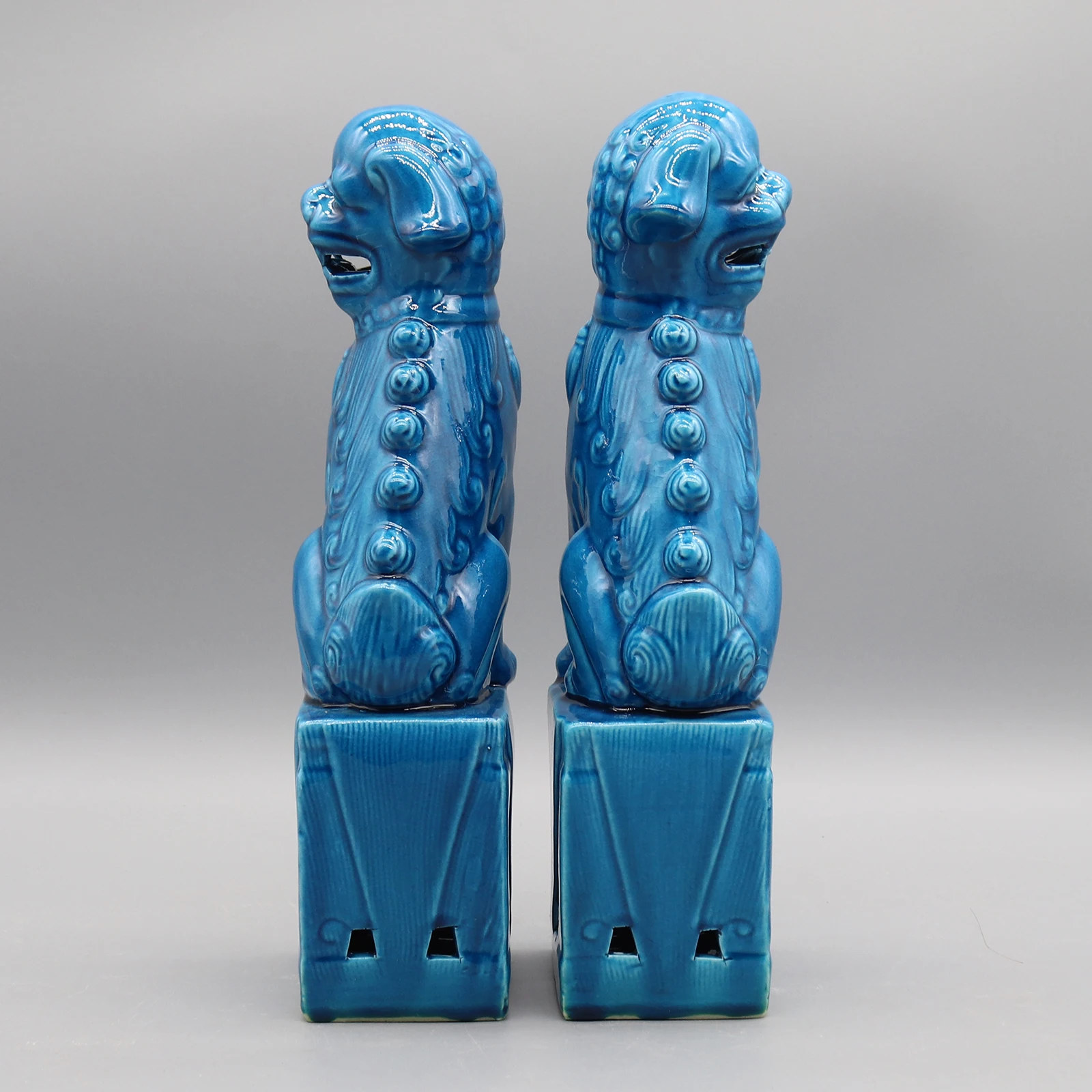 Paar Foo Dogs, Fu Dogs, Buddha Dogs, chinesische Wächterlöwen, Keramikskulptur, Heimdekoration – Detail 5