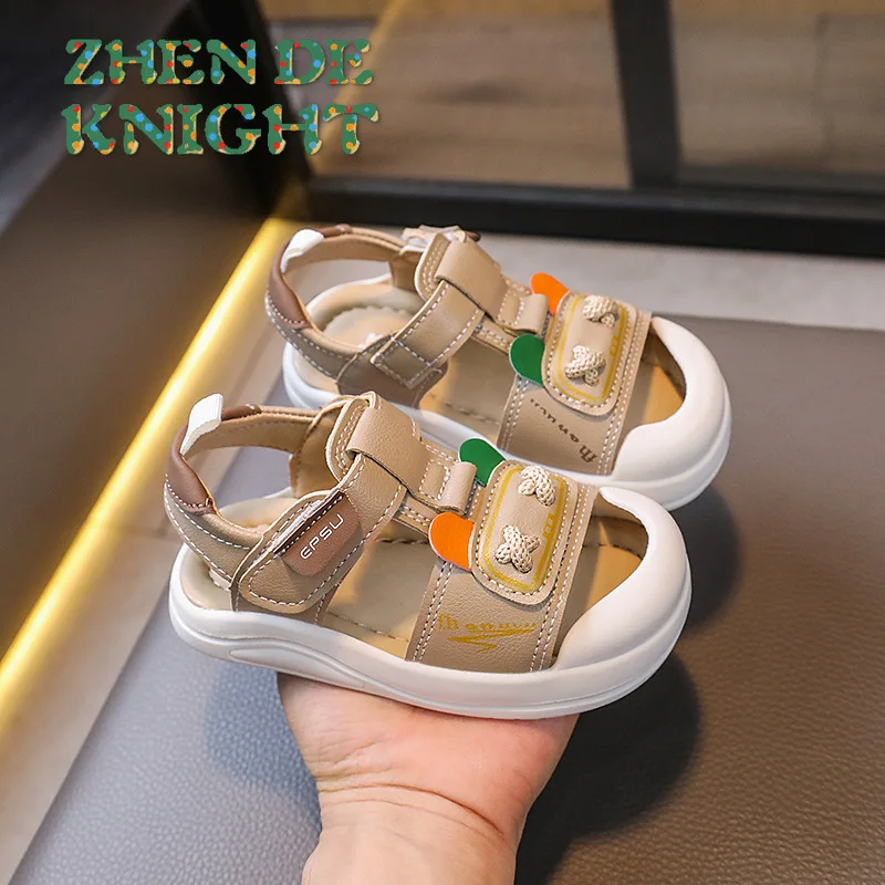 Summer New Girls Light Soft Sole Children Closed-toe Shoes Small Children Baby Anti-collision Beach Shoes Boys Sandals