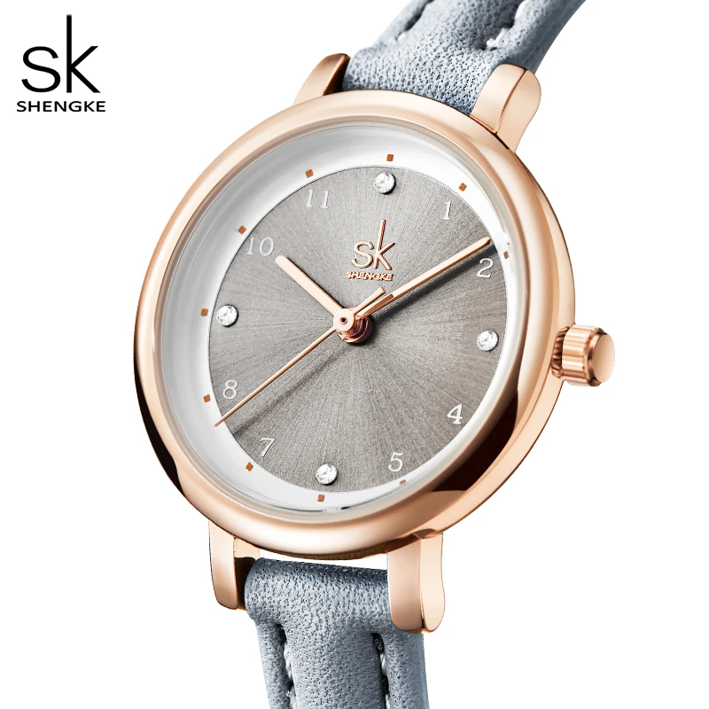 Shengke Women Watches Slim Leather Strap Mini Dial Japanese Quartz Movement Elegant Relogio Feminino Gift Watch Reloj Mujer Girl