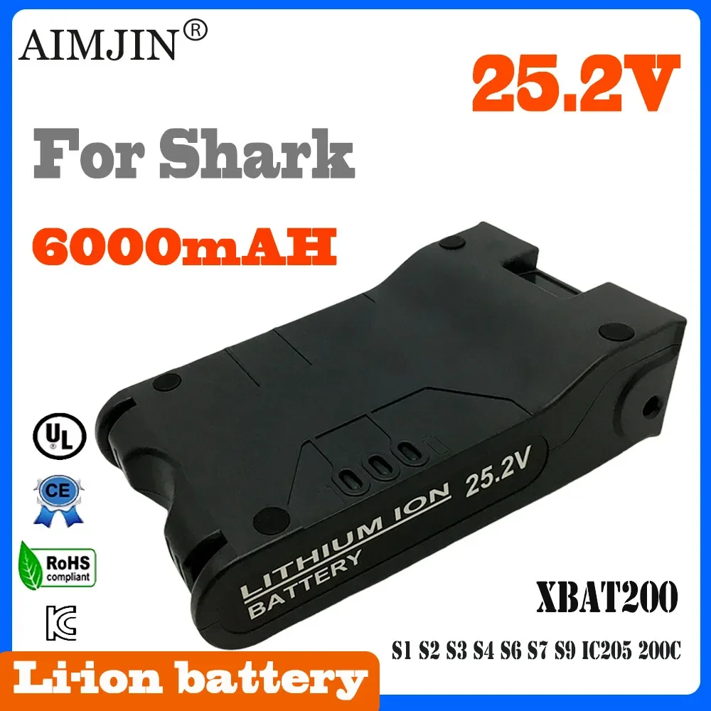 

25.2V 6000mAh for Shark S1 S2 S3 S4 S6 S7 S9 IC205 200C 200W XBAT200 100% Original Lithium Battery Vacuum Cleaner