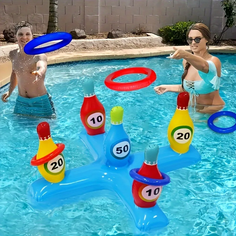 

1 Set Inflatable Bowling Game Set for Family Gatherings Bar Drinking Games and Poolside Fun