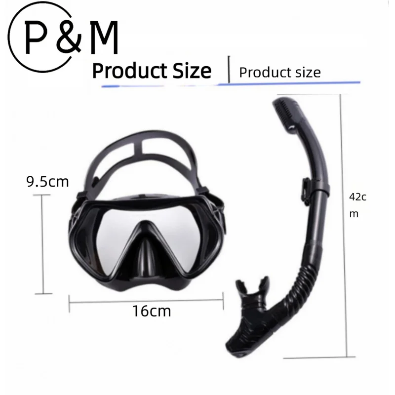 3PCS Adult Snorkeling Gear, Large Frame Anti-Fog Diving Mask Snorkel Set, Professional Water Sports Equipment