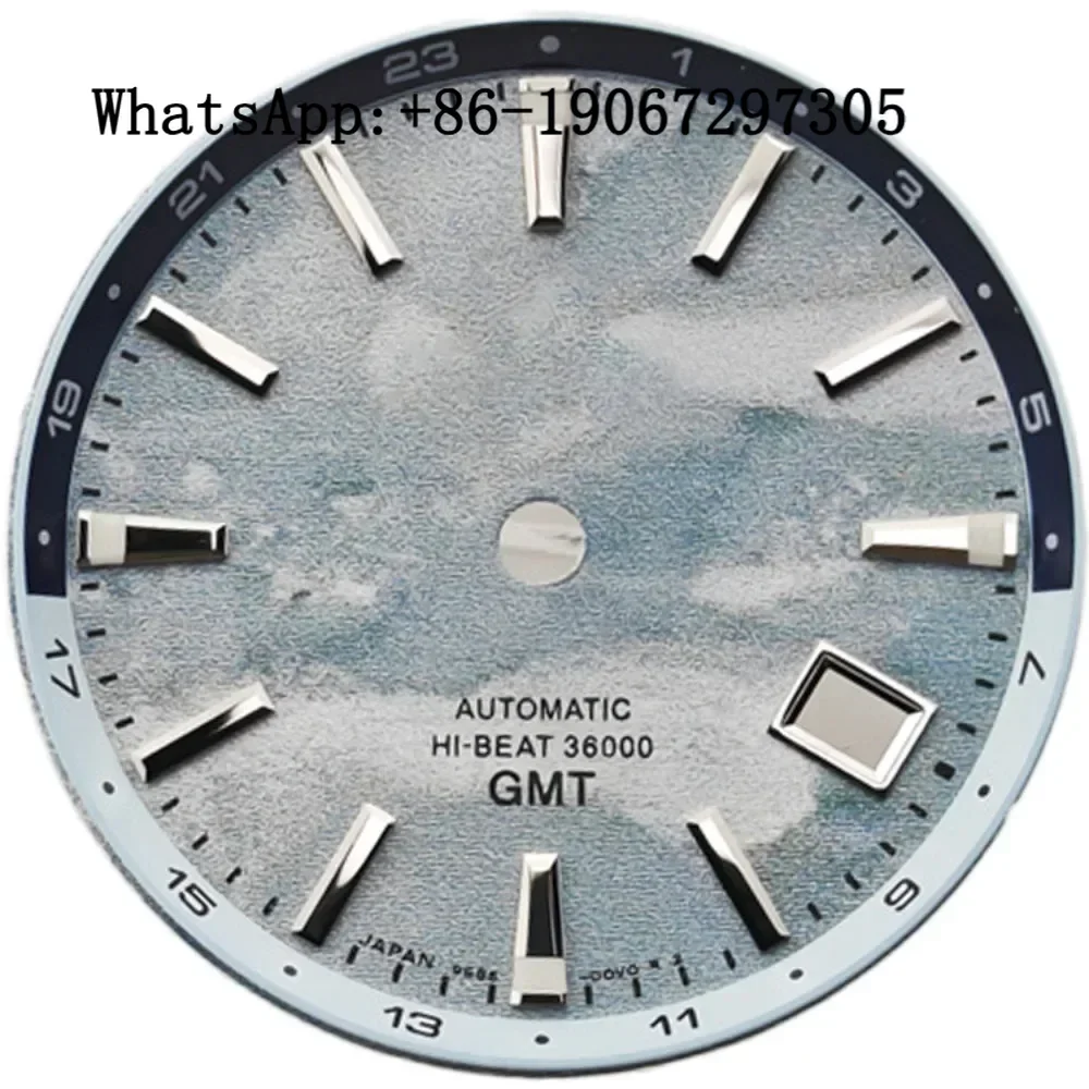 GMT Spring Drive Hi-Beat 36000 Sunburst Watch Dial Suitable for NH34 Automatic Movement Blue Lume BWG9 Mod Parts nh35 case