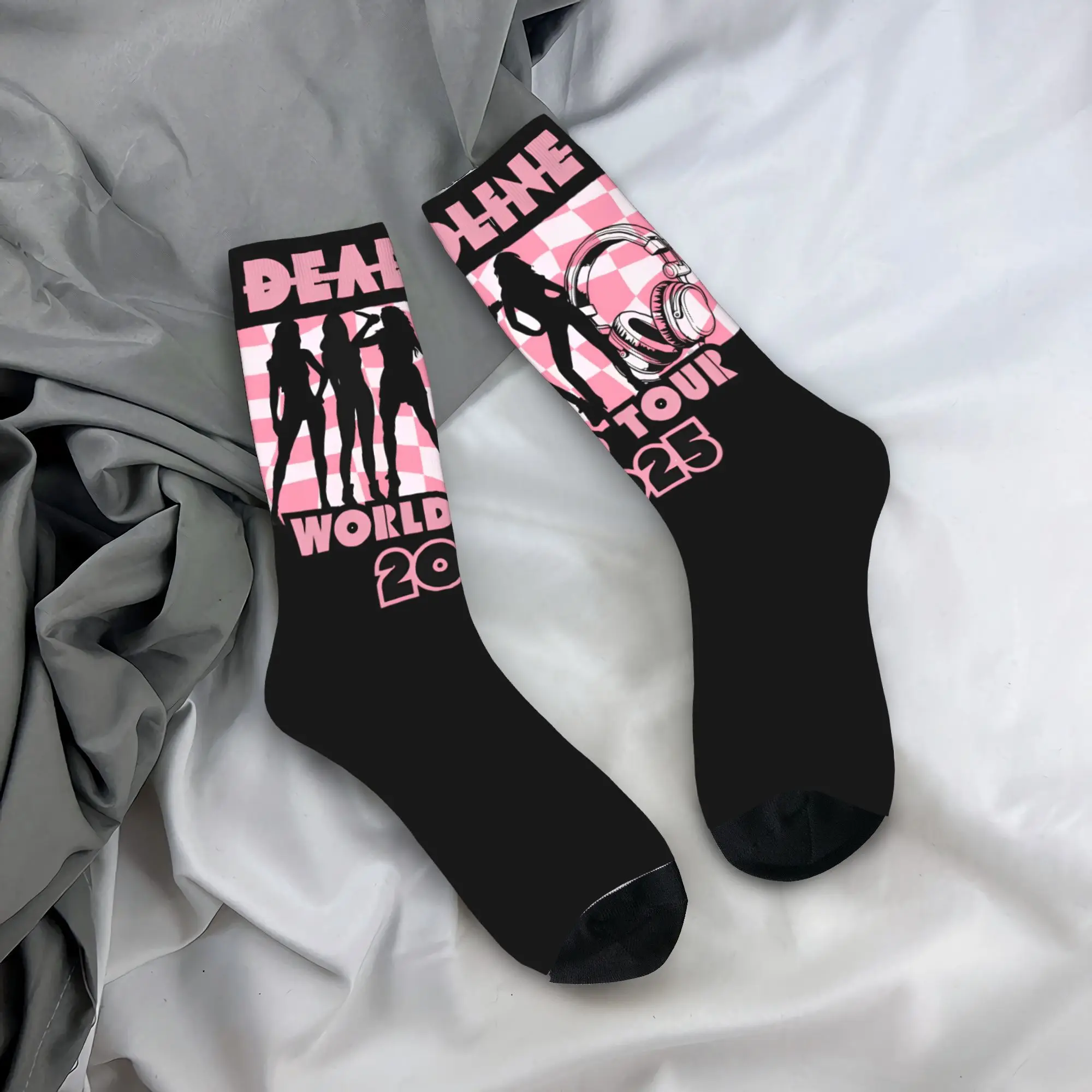 Unisex Men Socks Deadline World Tour 2025  Stockings Autumn Gothic High Quality Socks Design Outdoor Sports Anti Skid Socks