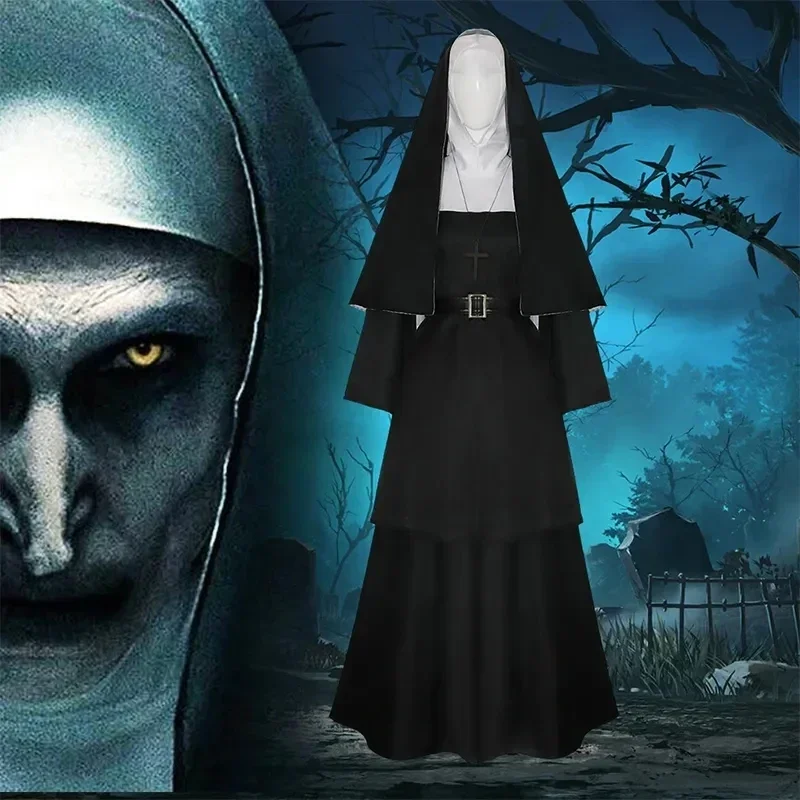 Máscara de Cosplay de la monja, película de terror, disfraz de Halloween, Máscara