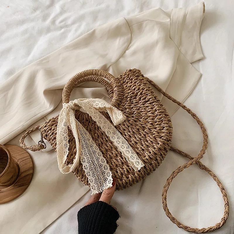 

Women Handbag Rattan Wicker Straw Woven Half-round Bag Large Capacity Female Casual Travel Tote Fashion Bolsos Bolsa