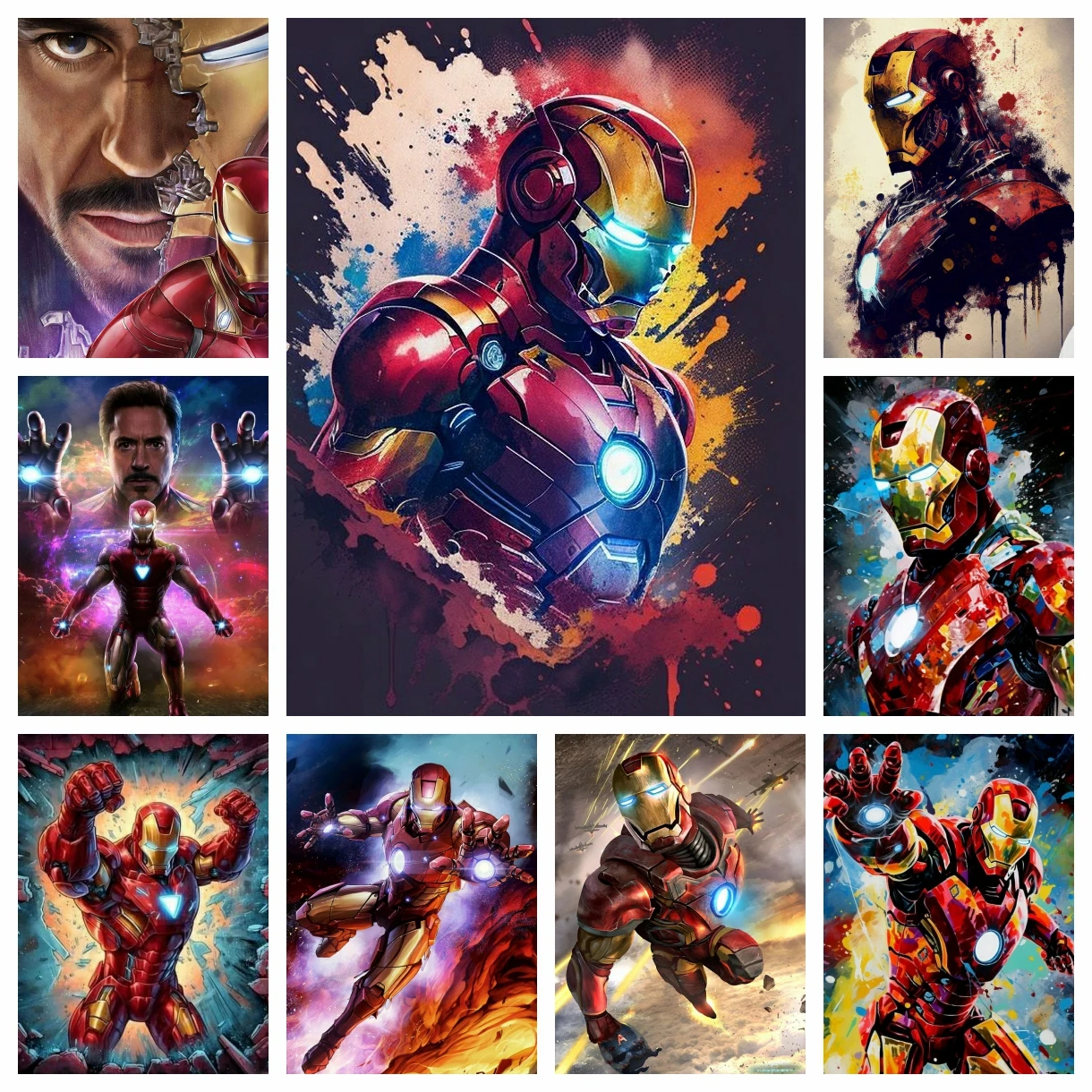 2025 Iron Man DIY Diamant Malerei Marvel Superhelden Hand Diamant Stickerei Mosaik 5D Wandaufkleber für Kinder Geschenke Home Decor