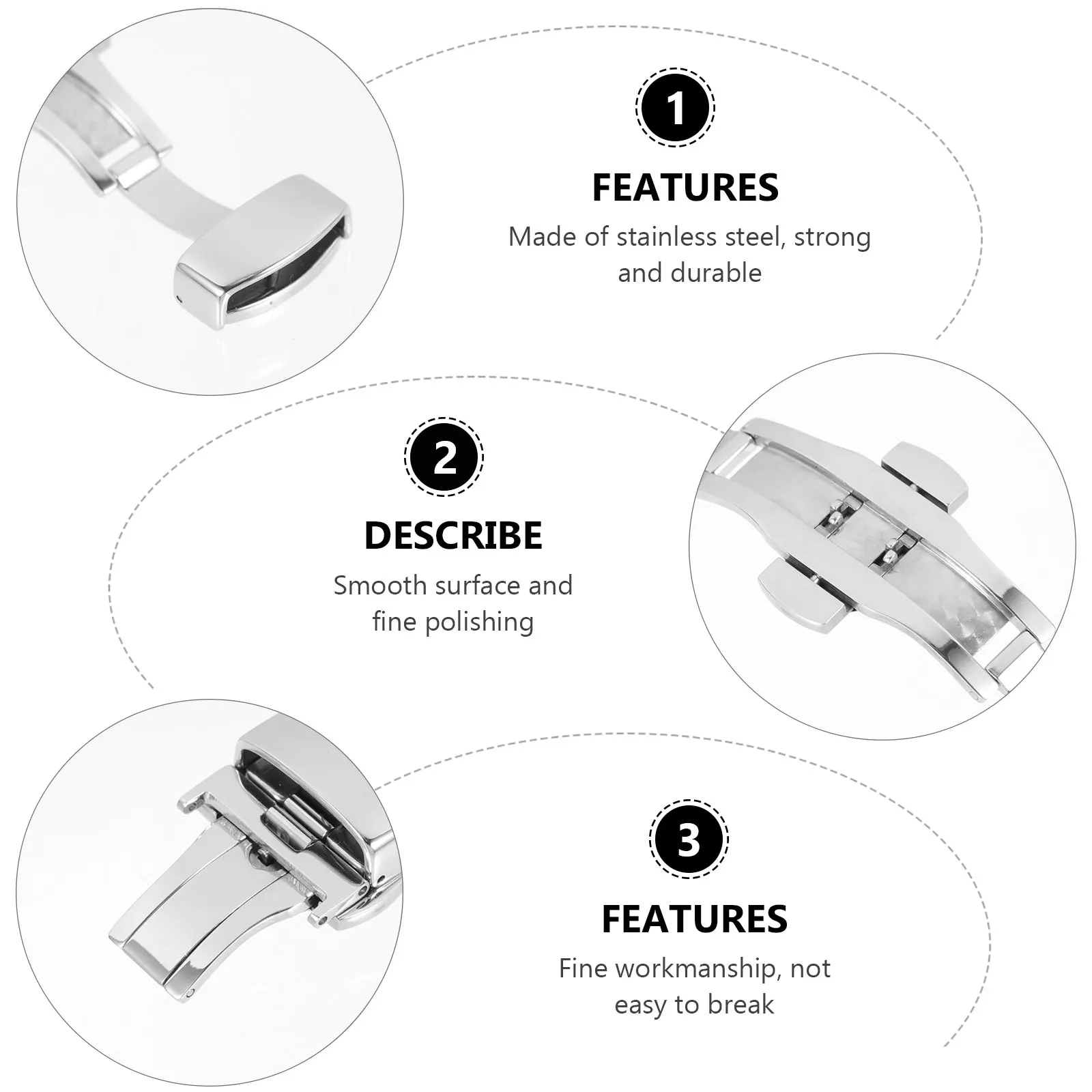 

Stainless Steel Butterfly Buckle 19mm Watch Strap Bracelet Accessories Bracelets for Band Clasps Belt Component