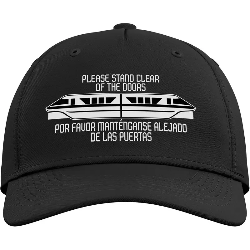 Monorail Please Stand Clear Of The Doors English And Spanish Adjustable Baseball Hat