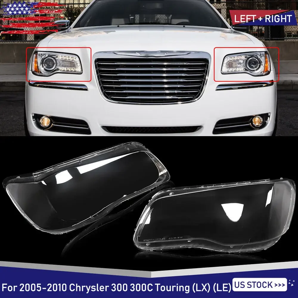 For 2011-2014 Chrysler 300 300C Headlight Lens Cover Lampshade Left &Right Shell