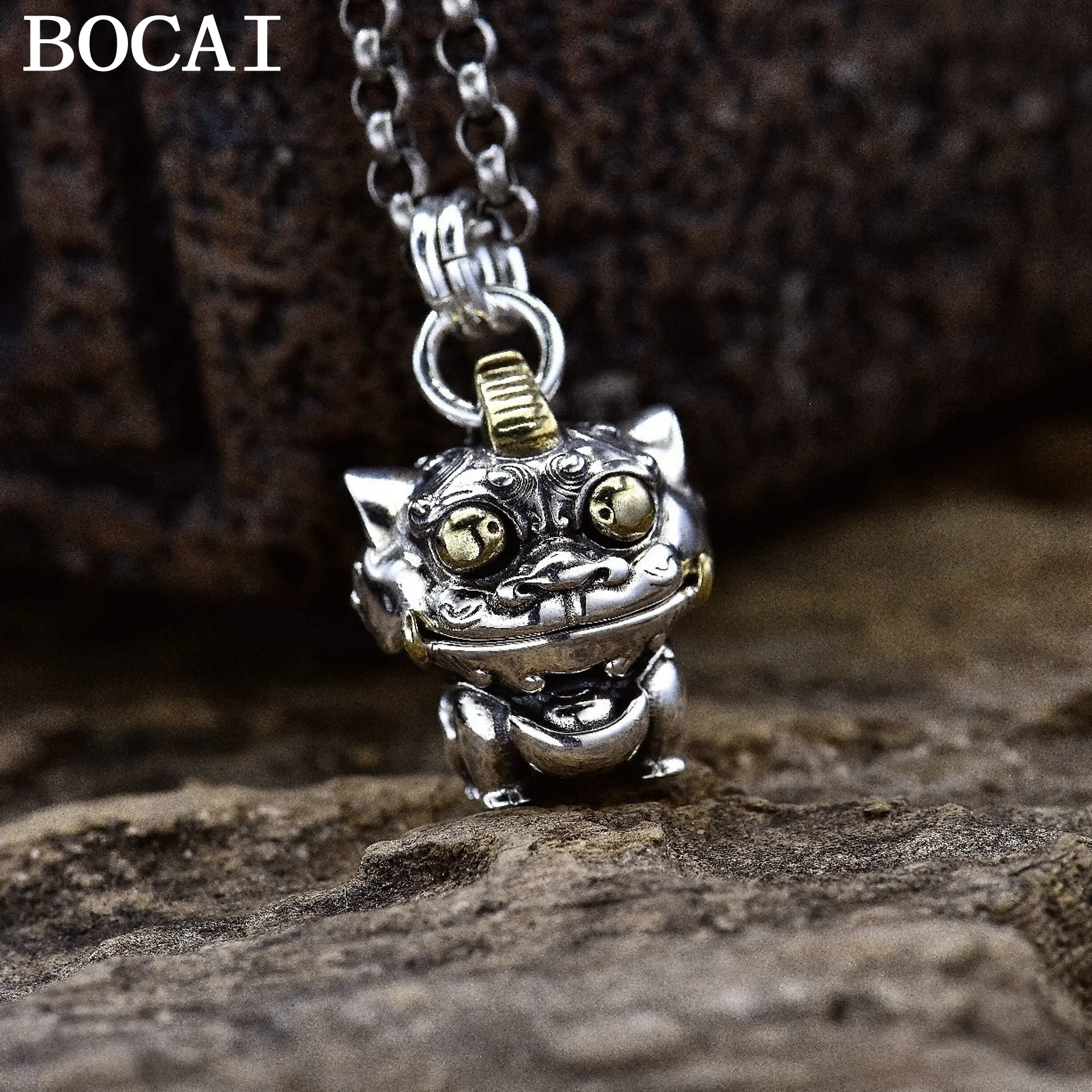 

BOCAI НОВЫЙ S925 Серебряный модный и универсальный золотой женский кулон со слитками на груди и зверей