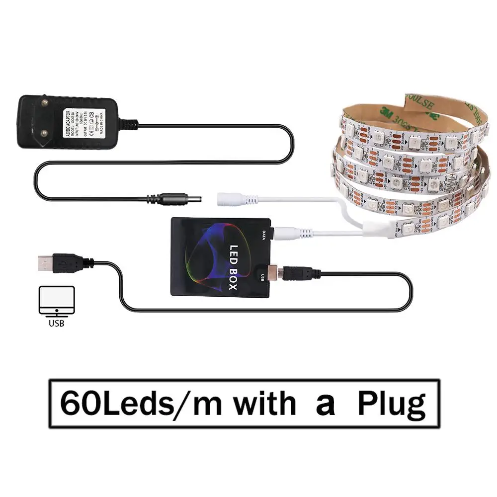 WS2812B LED Strip Light RGBW Dream Color Ambient LED Tape Full Set for TV System PC Screen Backlighting LED 1M 2M 3M 4M 5M Strip