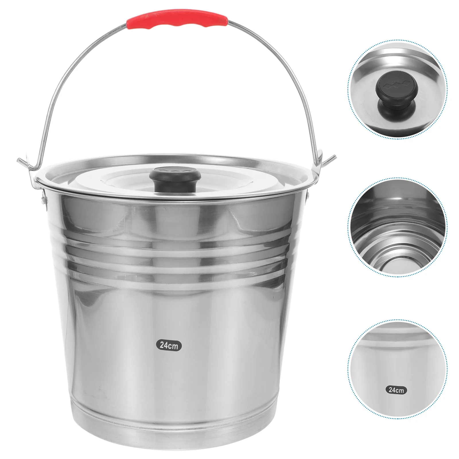 Stainless Steel Bucket Water Bar Portable Garbage Can with Lid Multifunction Ice Cube Container for Cocktail