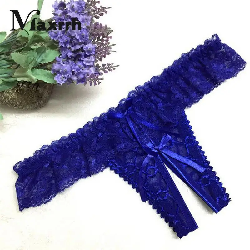 Sexy Open Panties Women Crotch Crotchless Lace Thongs G-string V-string Panties Knickers Underwear Bows Sexy