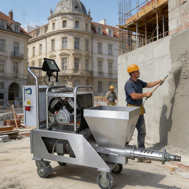 

220V Electric Cement Mortar Sprayer Mortar Spraying Machine Stucco Pump Wall Plastering Tool for Building Construction Works