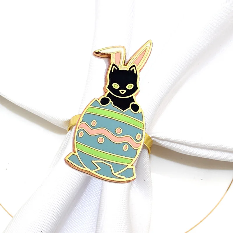 2024 Easter Egg Napkin Ring Bunny Napkin Button Napkin Ring Creative Mouth Alloy Cloth Ring Wedding Banquet Table Decoration