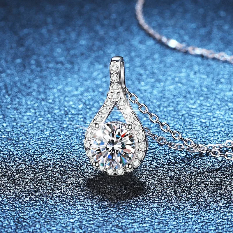 

XL110 Lefei Fashion Trend Luxury Classic Moissanite Diamond-set 1CT Fine Waterdrop Necklace Women s925 Silver Party Jewelry Gift