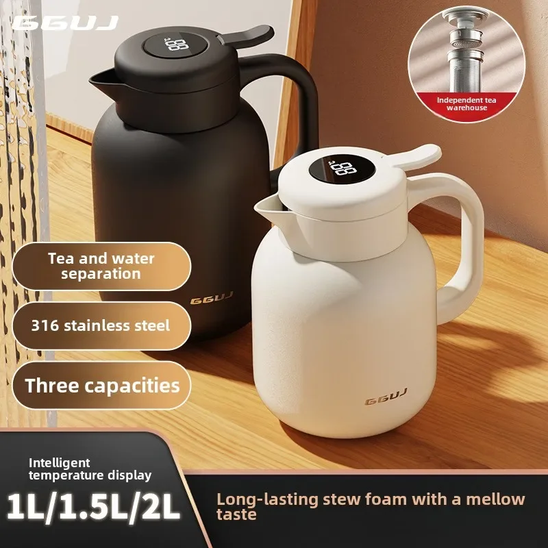 High-Quality 316 Stainless Steel Thermal Tea Pot - Insulated Water Kettle With Temperature Display Stylish & Functional Home Use