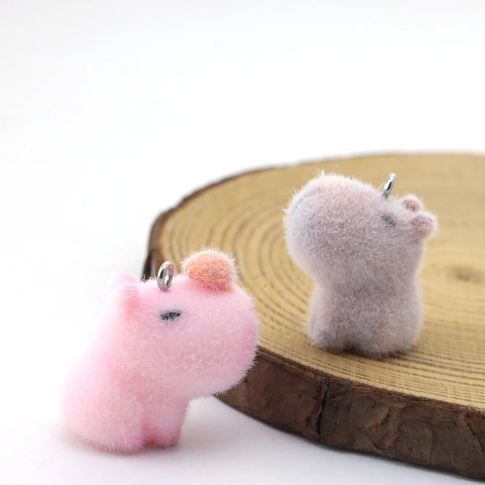 30Pcs 3D Flocking Resin Capybara Charms Cartoon Animal Pendant for Keychain Earrings Necklace Making DIY Jewelry Accessories
