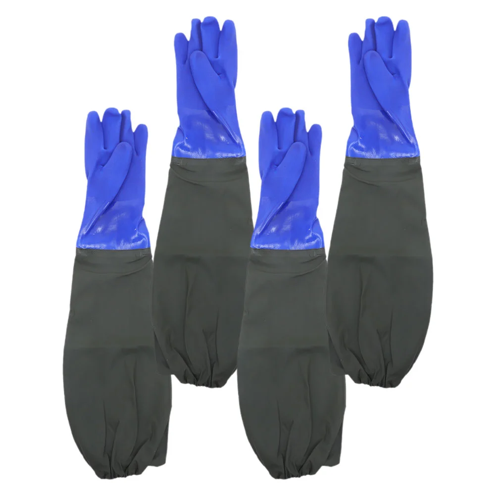 2 Pairs Rubber Gloves Waterproof Dishwashing Car Long Cuff Kitchen Cleaning for Lengthen