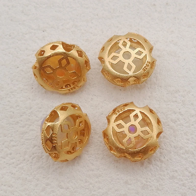 1Pair Silver Gold Plated Natural High Quality Opal Gemstone Earring Beads, Jewelry DIY Making, Gemstone Accessories