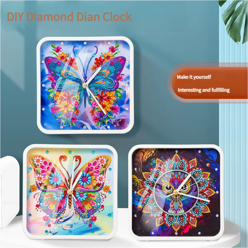 DIY 5D Diamond Paint Clock Butterfly Christmas Rhinestone Embroidery DIY Parent-child Interactive Home Decoration Children Toy