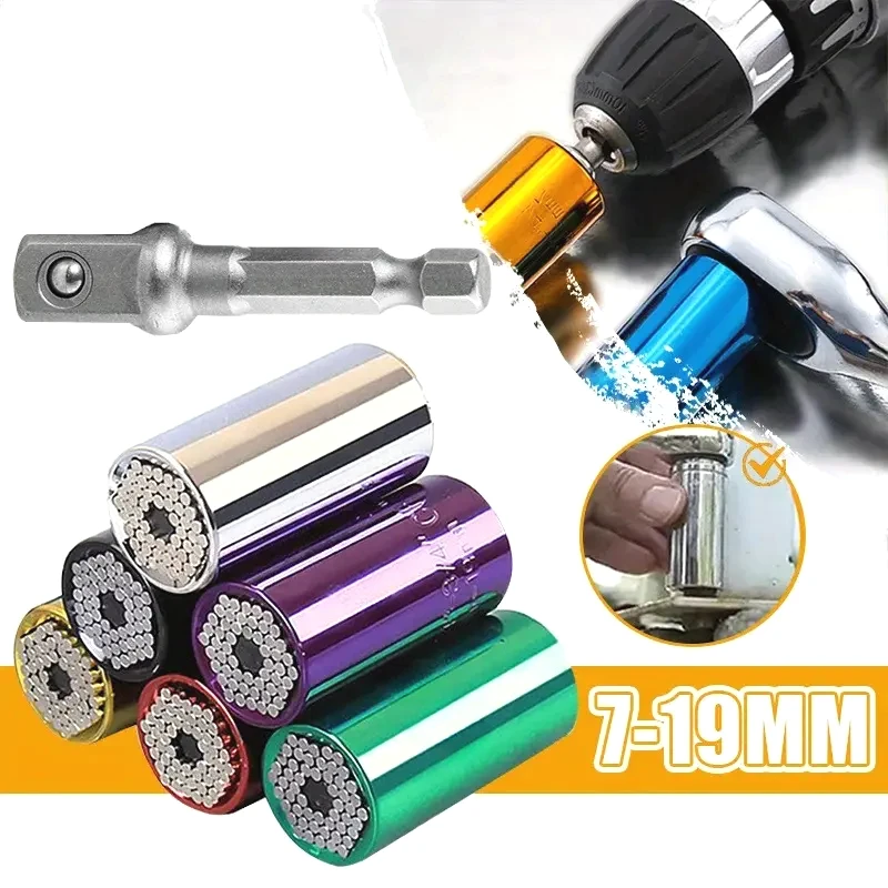 

Universal Socket Wrench Torque Head Set Ratchet Super Sleeve Gadget Power Drill Adapter Durable Metal Construction Tool