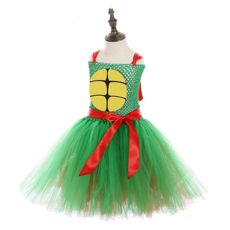 Red Green Turtle Fancy Tutu Dress for Girls Carnival Halloween Costumes Kids School Party Cosplay Outfit Child Birthday Clothes