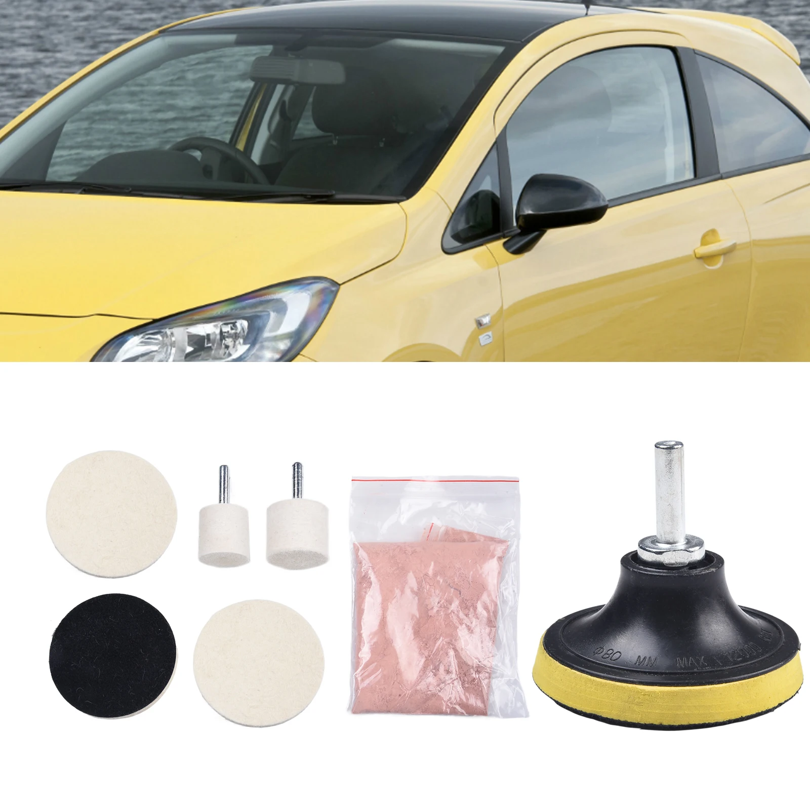 

Scratch Remover Glass Polishing Kit Car Windshield Cerium Oxide Powder DIY Repair Kit Kit Polishing Wheel Accessories