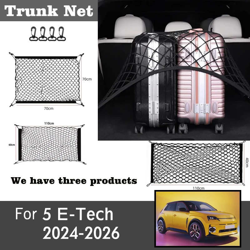 

Car Back Rear Trunk Storage Net For Renault 5 E Tech Alpine A290 2024-2026 Mesh Auto Organizer Pocket Bag Cars Trunk Organizer