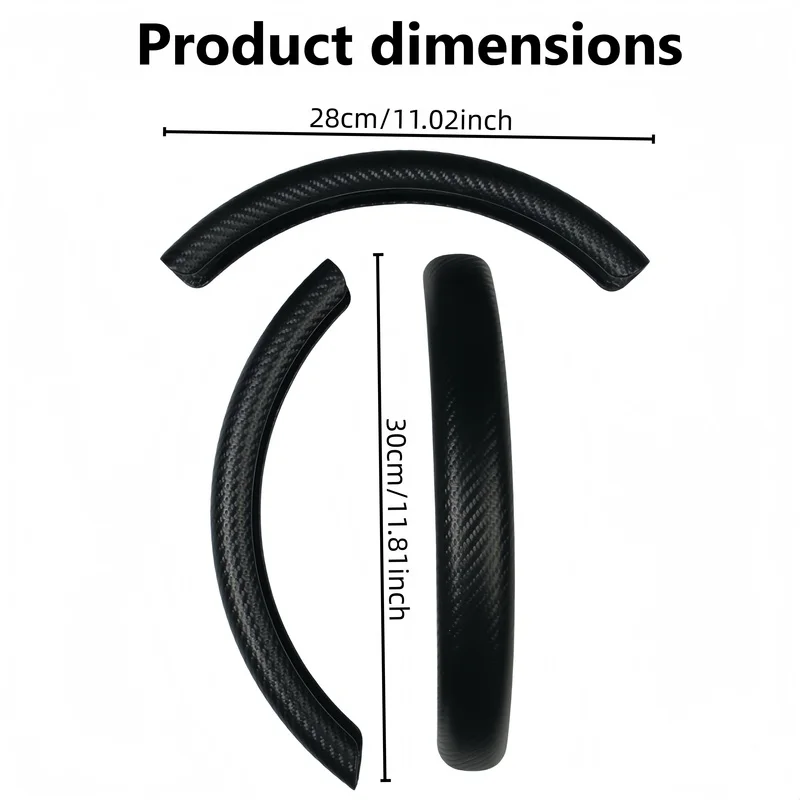 Unbranded matte black carbon fiber pattern straight steering wheel grip cover three-piece set Car Anti-Slip Steering Wheel Cover