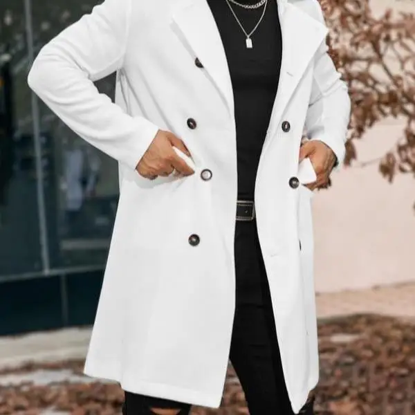 

New Men's Jaets Coats Waist-Cinching Sle ort Length V-ne Seven-quarter Sve Other Material Casual Wear for Middle-a...