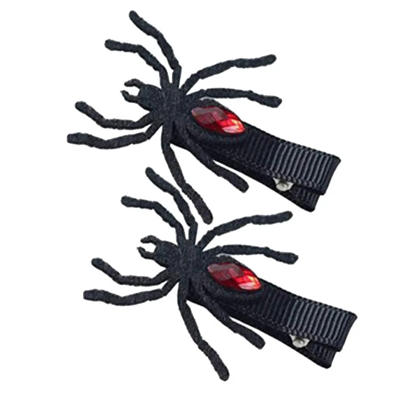 1 par de pinzas para el pelo de Halloween, horquilla de murciélago con alas de diablo negro, Clip de araña, Barrettes de fiesta de Cosplay, pinzas