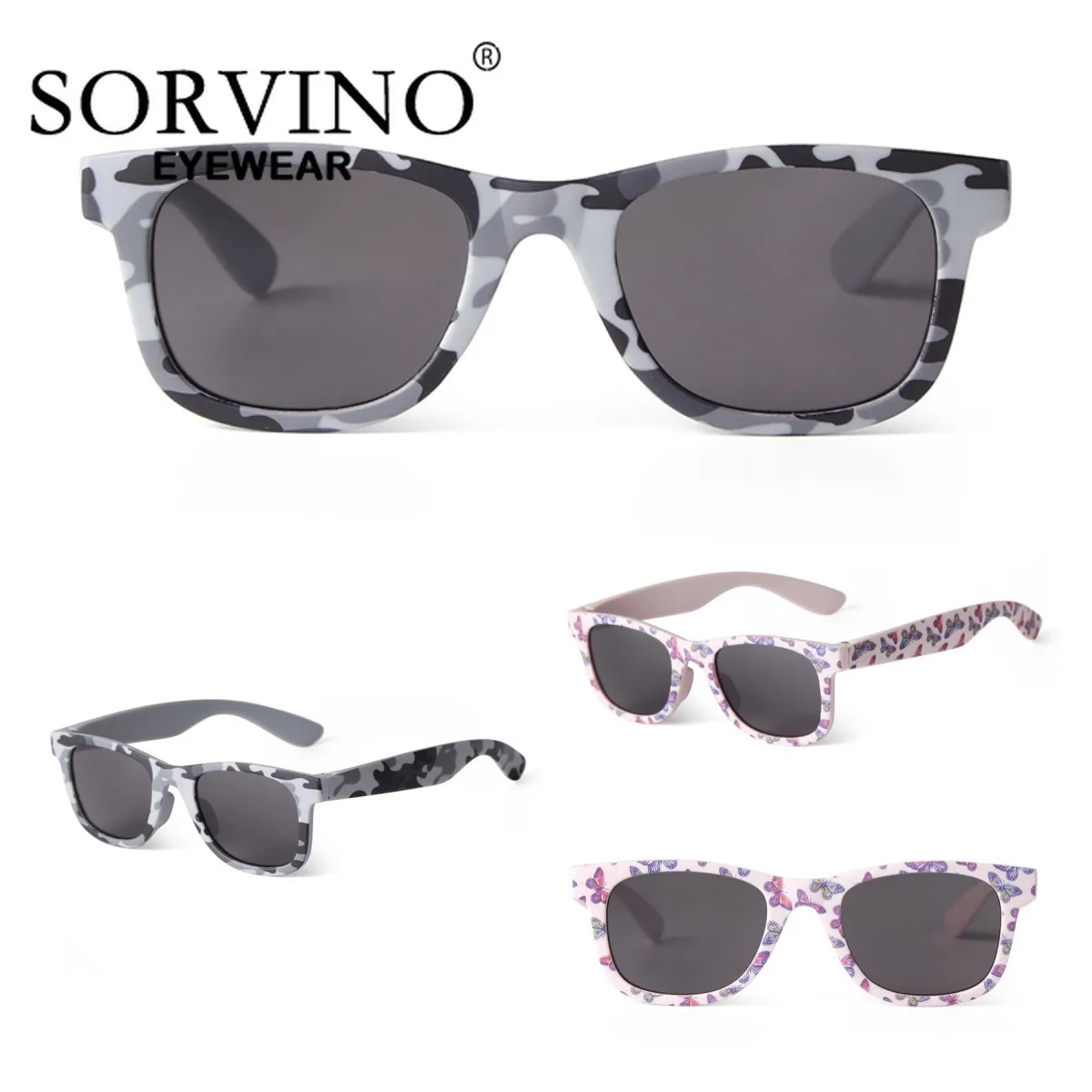 SORVINO Parent-child Sunglasses Trend Square Camouflage Sunglasses Kids Adult Outdoor Sun Glasses Vintage UV400 Shades Eyewear