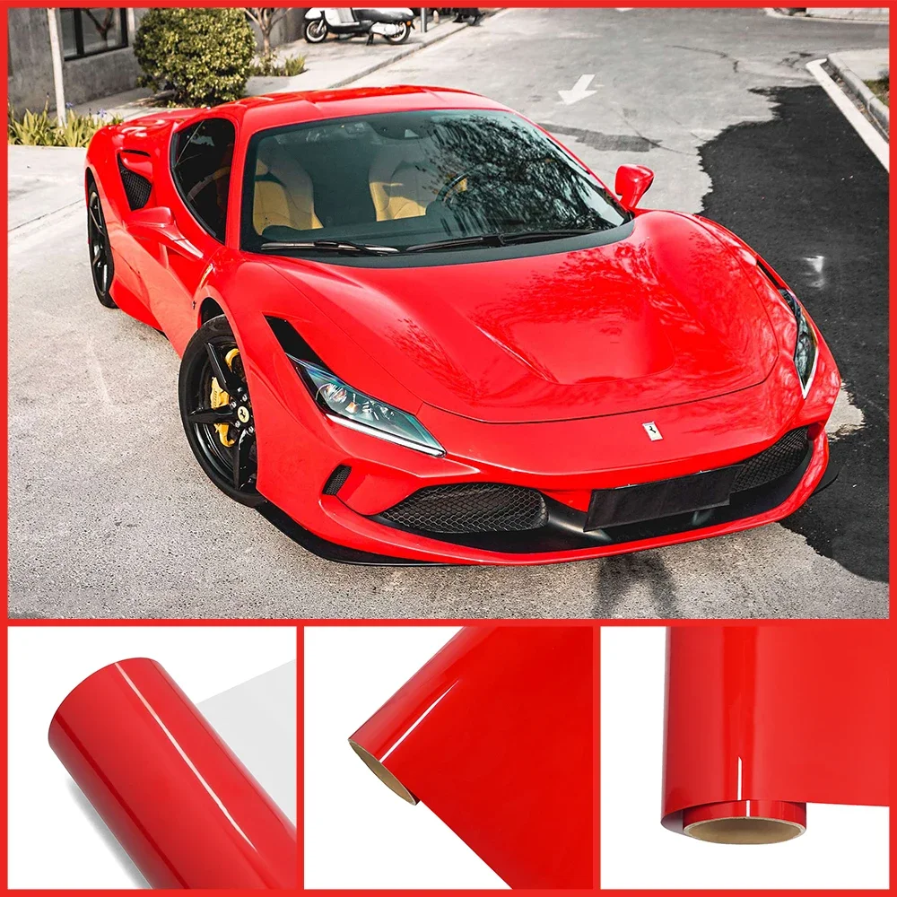 

Премиум глянцевая гоночная глянцевая красная пленка для всего тела автомобиля, виниловая пленка для домашних животных, наклейка «сделай сам», защитная пленка, автоаксессуары